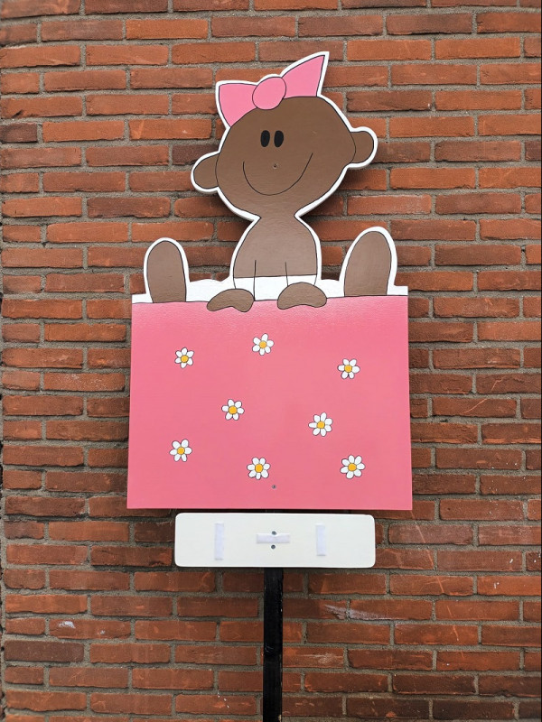 geboortebord getint baby huren