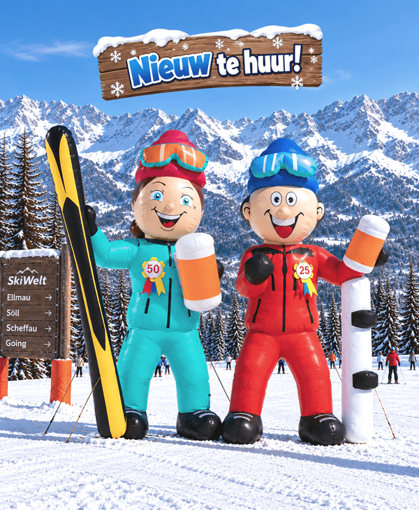 Sarah en Abraham Wintersport op skies en snowboard